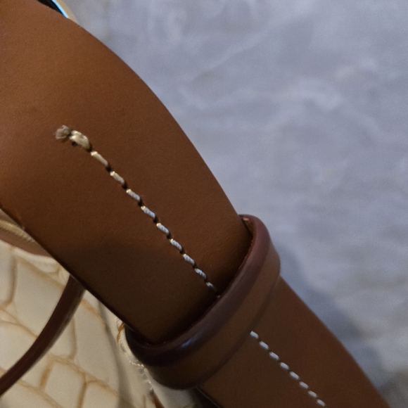 Dooney & Bourke White and Brown Croc-Embossed Women's Bag - Picture 11 of 15